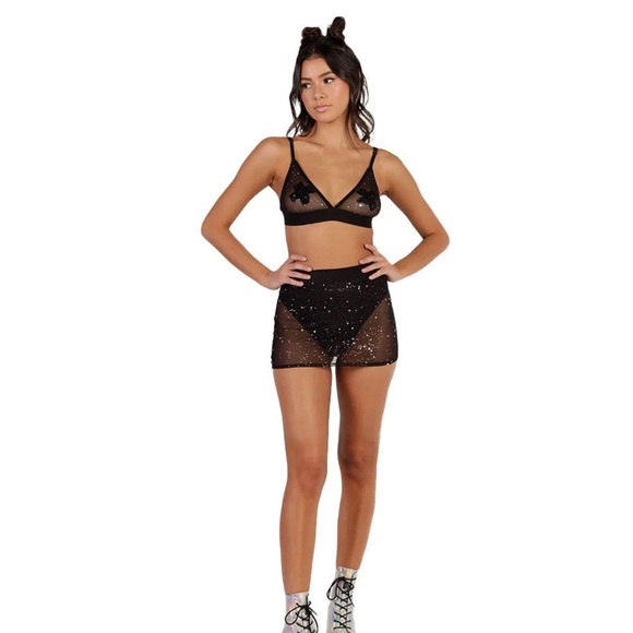 iHeartRaves Holo Star Mini Skirt, size Small - Picture 1 of 7